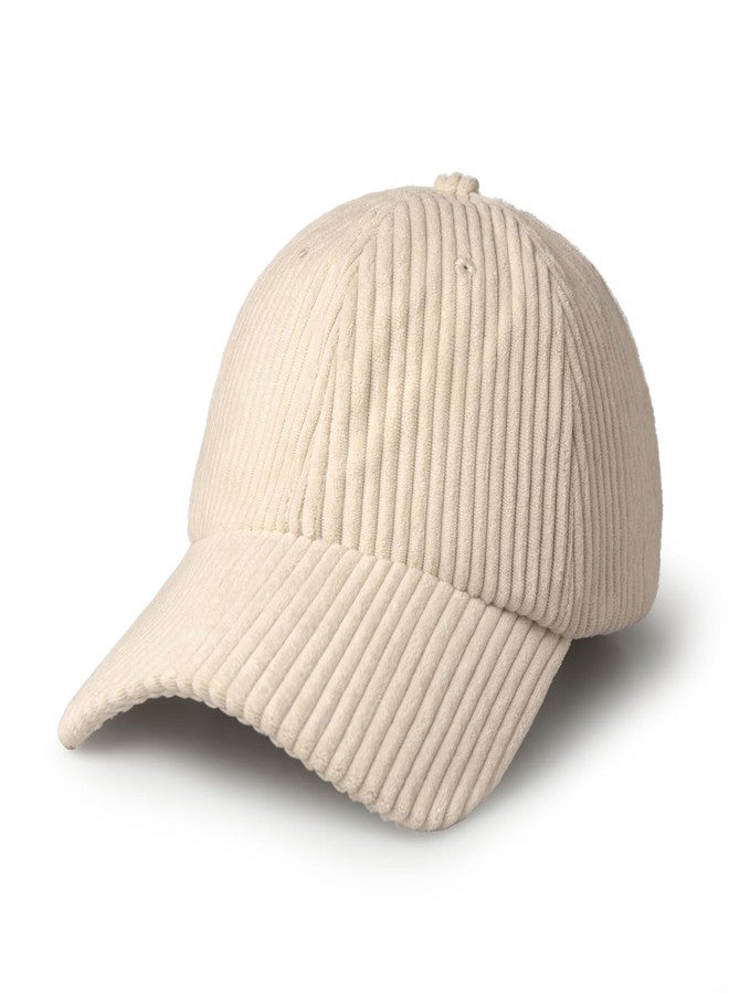 CHOK.LIDS Everyday Corduroy Baseball Cap for Men and Women Dad Hat Unisex Adjustable Lightweight Polo Style Curved Brim (Ivory) - Image 1